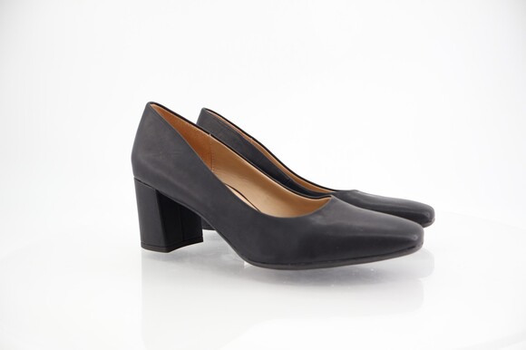 Naturalizer Womens Warner Square Toe Pumps Block Heel Black Faux Leather Size 10 - Picture 1 of 12